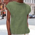 thumbnail image 2 of Tiqkatyck Tank Tops for Women Trendy Women's Fashion Casual Lapel Short Sleeve Solid Color Cotton Linen T Shirt Top Sleeveless Tunic Tops Summer Tops for Women Green L, 2 of 5
