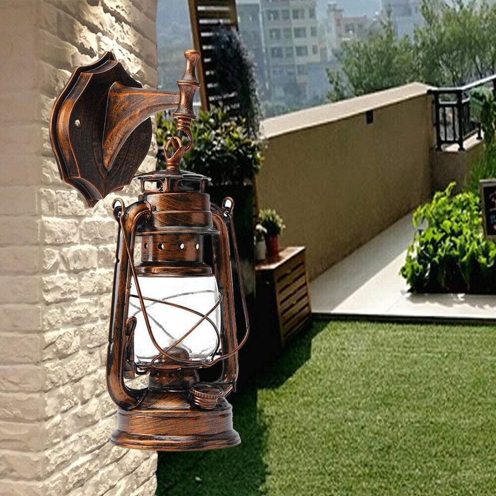 FETCOI, Retro Wall Light Fixtures Vintage Lamp  Outdoor Wall Light Wall Sconce with Glass-Like Shade Industrial