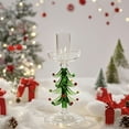 thumbnail image 3 of Christmas Tree Glass Candle Holder with Wreath, 6.3-Inch Green Holiday Candle Stand, Festive Table Decor for Christmas Home Decoration Green, 3 of 8