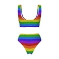 thumbnail image 6 of Rocae Colorful Glitter Rainbow for Bikini Set for Women Two Piece Sexy High Swimsuits Split Crossover Bikini Medium, 6 of 9