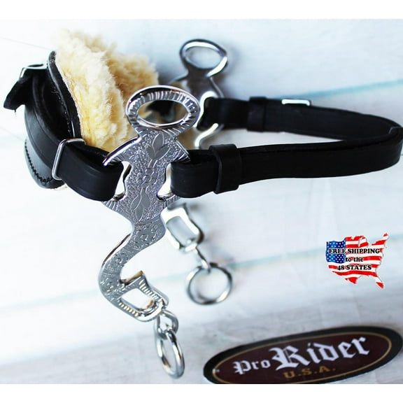 Horse Saddle Adjustable Leather Bitless English Western Engraved Hackamore 35H19