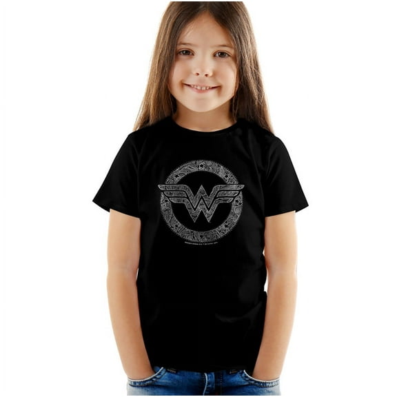 Dc Wonder Woman Paisely Wonder Woman Logo Kids T Shirt (3) for Youth Toddler Boys and Girls, Black