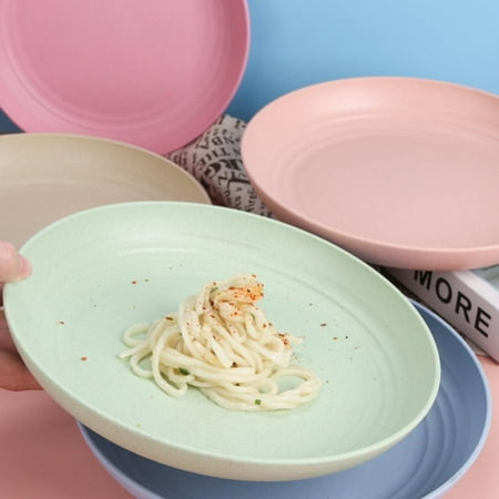 

1-Pack Wheat Straw Plates 8.75 Unbreakable Dishwasher Safe Eco-Friendly Tableware Assorted Colors