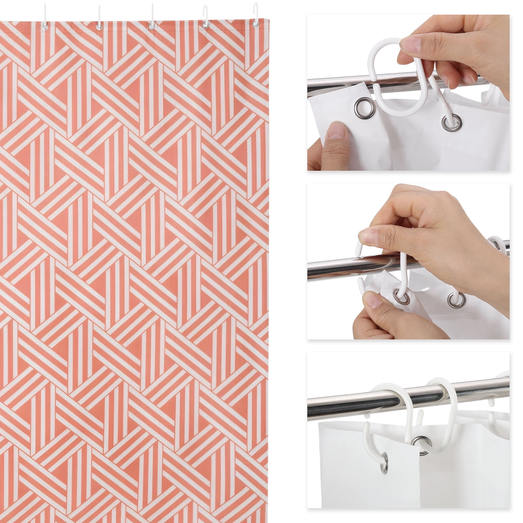 Unique Bargains Simple Waterproof Geometric Pattern Shower Curtain 70.87x70.87