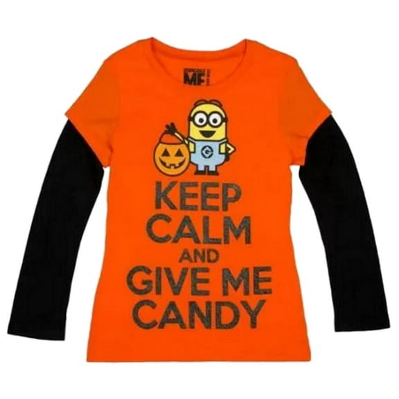Despicable Me Girl Keep Calm Give Me Candy Halloween Long Sleeve T-Shirt L 10/12