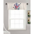 thumbnail image 3 of Patriotic Floral Linen Curtain Valance for Bedroom/Bathroom/Kitchen/Living/Dining Room Window,Red Blue Stripes Stars Flag 4th of July Pocket Topper Drapes Decorative Cafe Drapery Panel 60"x18", 3 of 6