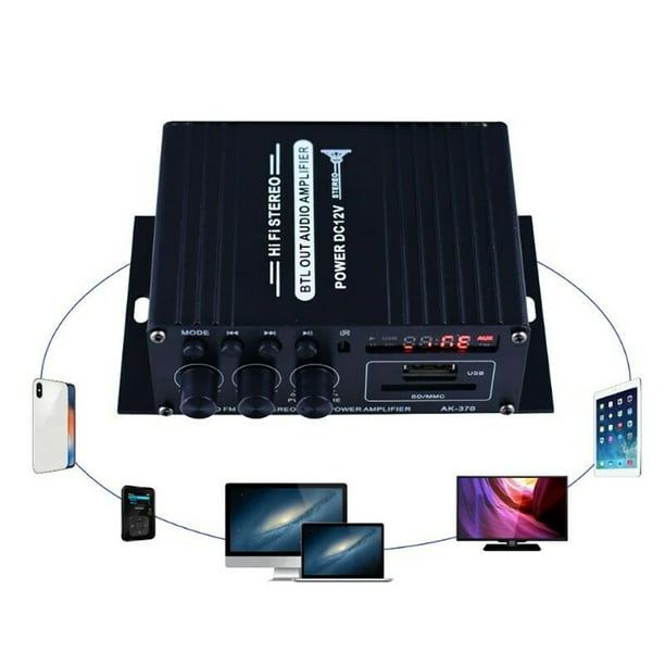 Amplificador de Audio estéreo HiFi para coche y hogar, amplificador de sonido de 400W, 2x200W, Bluetooth, EDR, amplificadores de diseño LED