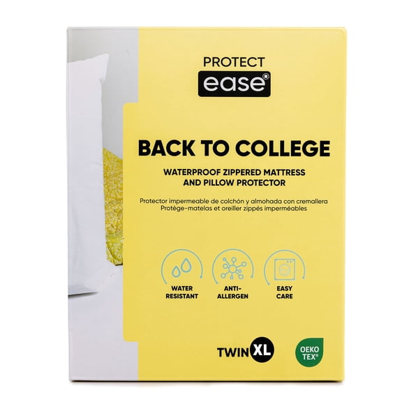 ProtectEase Back To College Twin XL Waterproof Zippered Mattress And Pillow Protector Combo