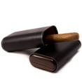 thumbnail image 2 of Bey-Berk International C254Y Leather with Cedar Lined Telescoping Three Cigar Holder Yellow & Grey, 2 of 2