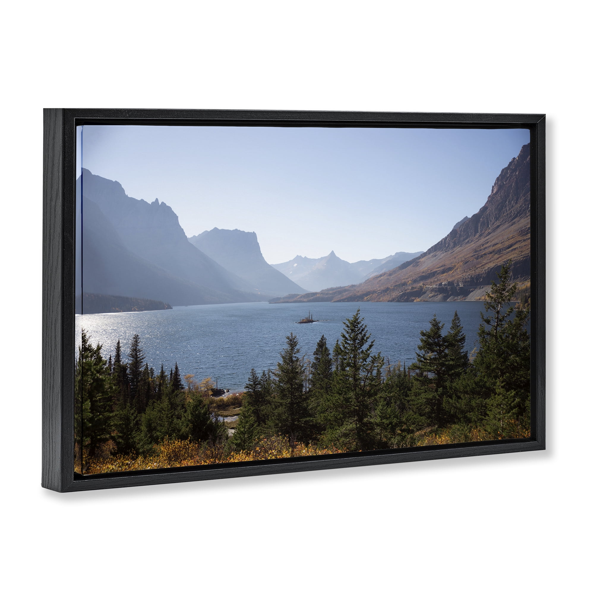 Stupell Industries Cliffs Overlooking Lake Black Framed Floater Canvas Wall Art, design by Carol Robinson