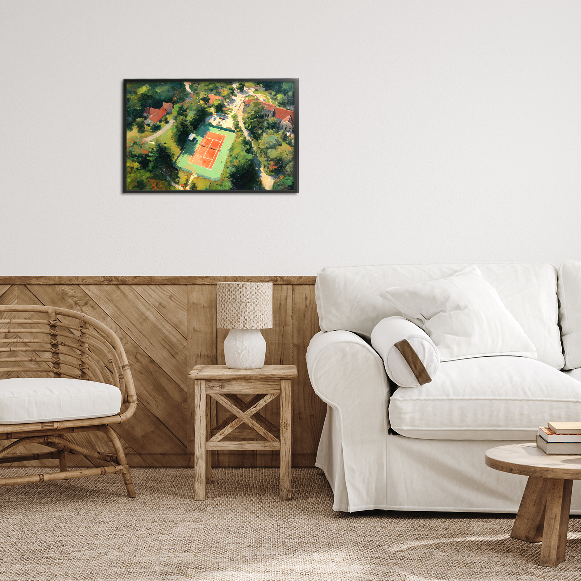 Stupell Industries Aerial Tennis Court Park Black Framed Giclee Art, design by Petal Prints Design