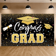 thumbnail image 6 of Gold Grad Cap Graduation Banner Colorful Stars Grad Backdrop Confetti Design Black Background Academic Background for Graduation Party College Graduation Grad Photo Shoot, 6 of 9