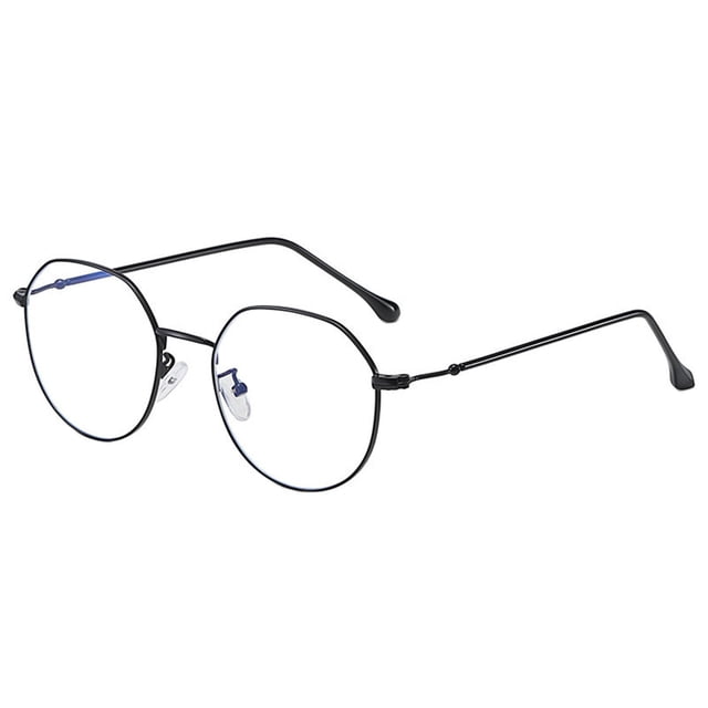 Yinanstore Irregular Glasses Transparent Full Rimmed Blocking Eyewear Metal Spectacle Anti Eye Fatigue for Game Computers - black