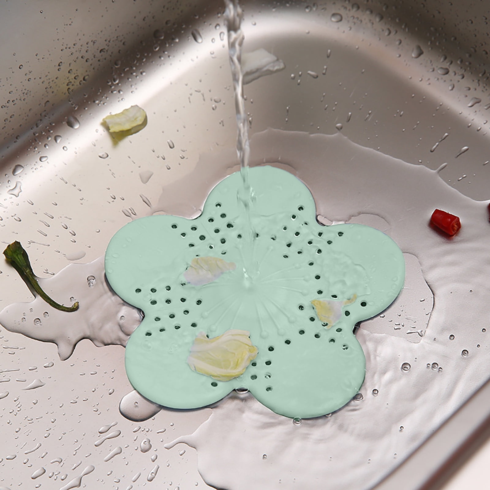 Plug Hole Hair Catcher, 5 Pcs Stainless Steel Kitchen Sink Strainer Cover Drain Protector Shower