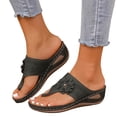thumbnail image 6 of IUJSOY Women's Wedge Sandals Flip Flops Flower Platform Sandals Cushion FootBed Summer Beach Shoes, 6 of 9