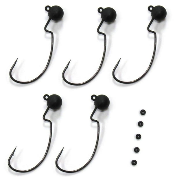 Harmony Fishing Tungsten Offset Weedless Ned Rig Jigheads (5 Pack) (1