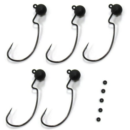 Harmony Fishing - Tungsten Offset Weedless Ned Rig Jigheads (5 Pack) (1/4oz (5 (Best Fishing Reel Company)