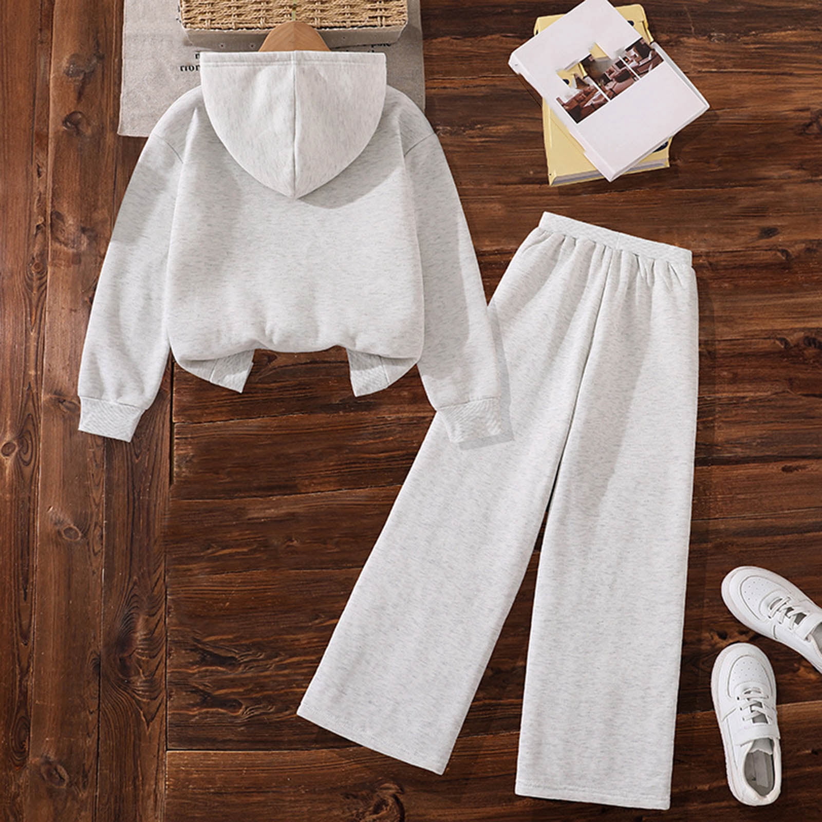 Zshosam Fall Outfits for Baby Girls Toddler Baby Girl Kid Fall Winter Long Sleeve Hoodies Sweatshirt Clothes Set Size 7T 8T,(Grey 7-8 Years)