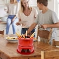 thumbnail image 2 of Red Mini Stainless Steel Fondue Pot Set Cheese Chocolate Fondue 6 Dipping Forks and Removable Pot Melts Candy Sauce Dip, 2 of 7