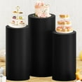 thumbnail image 6 of ABPETE Cylinder Pedestal Covers Set of 3 Black Cylinder Stands for Party Covers Spandex Pedestal Cover Cylinders Liner for Parties Cake Plinth Stand Fabric for Prom Birthday Baby Shower Decoration, 6 of 12