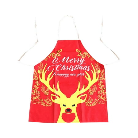 

Pgeraug apron Christmas Fabric Printing Old Man Christmas Decorations Restaurant Bar Party Apron Apron Sleeve D