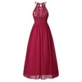 thumbnail image 4 of Kaerm Kids Girls Chiffon Halter Lace Wedding Bridesmaid Flower Girl Dress Long Maxi Party Ball Gown Burgundy 6, 4 of 7