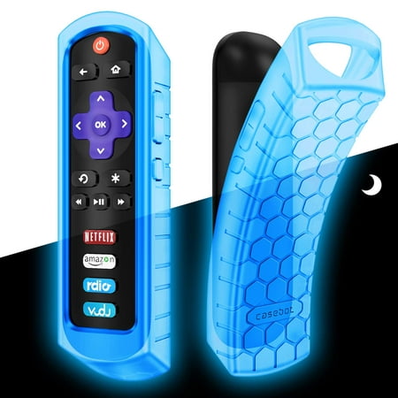 Silicone Remote Control Case Cover for Roku Steaming Stick (3600R) / TCL Roku TV RC280 Remote Controller, Sky Blue Glow