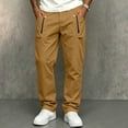 thumbnail image 6 of Men's Casual Cargo Pants Straight Leg Stretch Waist Zipper Pockets Cotton Work Pants S-3XL, 6 of 8