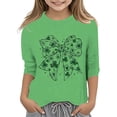 thumbnail image 1 of LUOGENLI T-Shirt pour Filles T-Shirt Graphique pour Filles Journée de la Saint-Patrick à la Mode Polyvalent Col Rond Manches 3/4 T-Shirt Décontracté Ensemble Maxi Hauts 2 Pcs Vacances Vert 4-5 Ans, 1 of 4