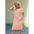 thumbnail image 5 of Women'S Summer Striped Short Sleeve T Shirt Dress Casual Tie Waist with Pockets Orange Color XL, 5 of 8
