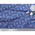 thumbnail image 2 of Soimoi Blue Silk Fabric Rose & Floral Printed Craft Fabric 1 Yard 44 Inch Wide, 2 of 3