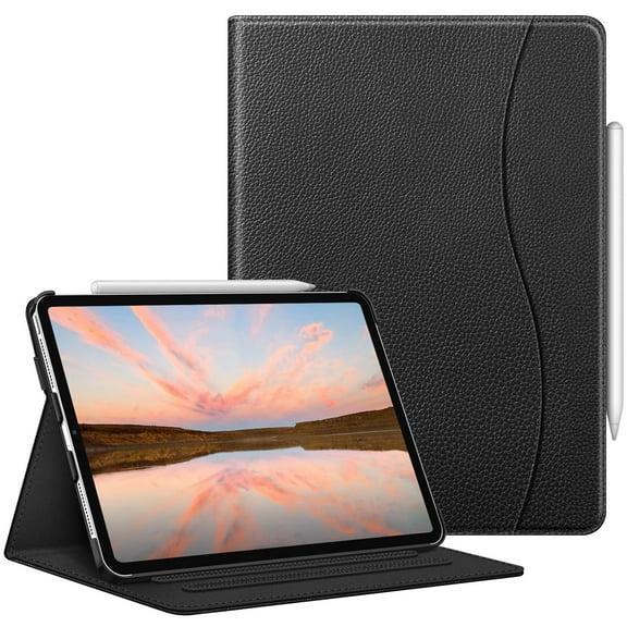 Fintie Folio Case with Pocket for 11 Inch iPad Pro 4th/3rd / 2nd / 1st Generation - Protective Multi-Angle Viewing Stand Cover with Pencil Holder [Supports Pencil 2nd Gen Charging], Black