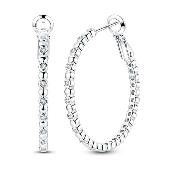 MULA European Original Solid 925 Sterling Silver Round Hoop Earrings AAA CZ For Women Jewelry Birthday Gift