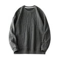 thumbnail image 4 of Men's Letter Pleats Knitted Pullover Soft Geometric Texture Crewneck Long Sleeve Casual Sweater Sweat Shirts Athletic Top Lightweight Basic Pullover Shirts, 4 of 4