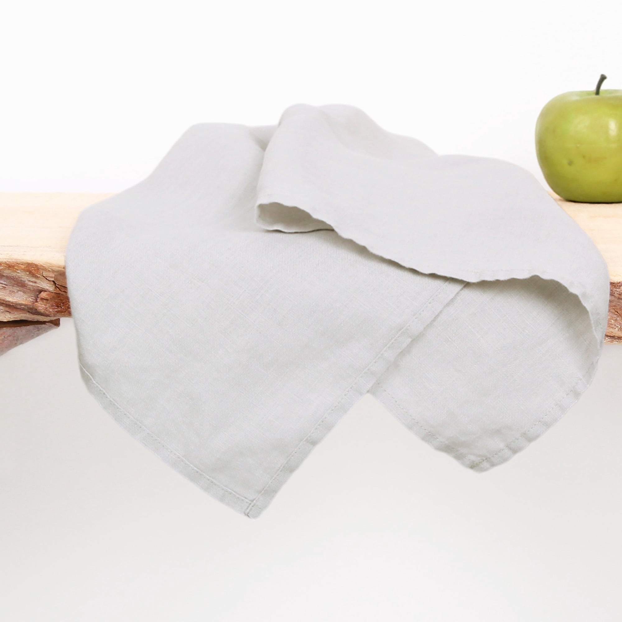 100% Linen Tea Towels 14 x 28 Inch Kitchen Dish and Hand Towels Set of 4 - Grey