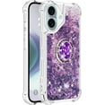 thumbnail image 3 of Case for iPhone 16, iPhone 16 Case Glitter with Ring Holder Stand,Clear TPU Cute Love Moving Quicksand Sparkle Shockproof Liquid Phone Case for iPhone 16 6.1 inch Purple YBZ, 3 of 14