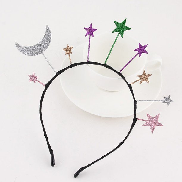 Diadema de lentejuelas con purpurina y forma de luna y estrella para Halloween, fiestas, bodas, cumpleaños, disfraces, cosplay