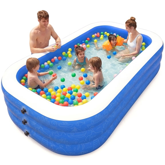 TaoTronics Inflatable Swimming Pools, 120'' x 72'' x 20'' Blow up Swimming Pools, Kiddie Pool Large Size Thickened Blow up Swimming Pools Play Center for Kids Children Family Outdoor Garden Backyard