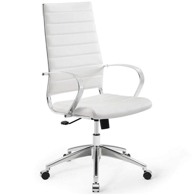 Scranton & Co High Back Leather Swivel Office Chair in White 