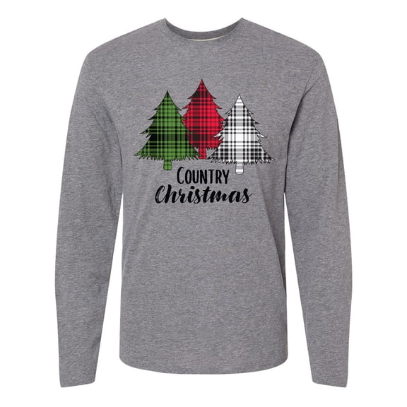 Inktastic Country Christmas Plaid Trees Long Sleeve T-Shirt
