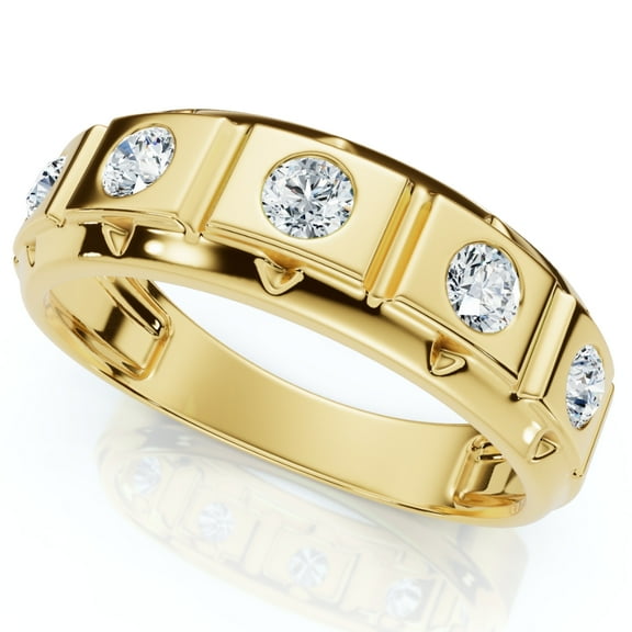Pompeii 1/2Ct Men's 5-Stone Diamond Ring in 10k Yellow Gold (G/H,I1-I2)