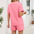 thumbnail image 5 of Lumtrix Women 2 Piece V Neck Matching Lounge Sets Clothing Spring Short Sleeve Shirt And Shorts 2026 Summer Airport Outfit Pink L, 5 of 8