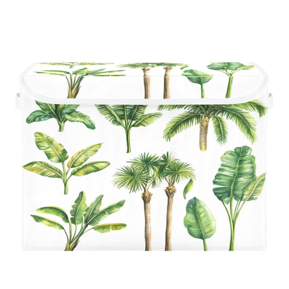 Storage Box With Lid 16.5x12.6x11.8In Foldable Stacked Household Storage Box Lovely Palm Tree