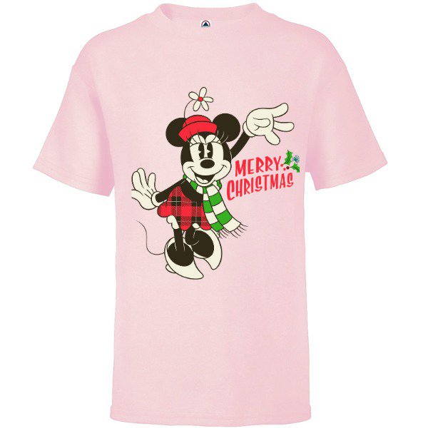 Disney Vintage Minnie Mouse Christmas Short Sleeve T Shirt For Kids Customized Soft Pink Walmart Com