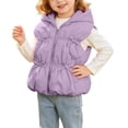 thumbnail image 2 of BCSIOAOI Toddler Girls Vest,Bunny Ear Hooded Zip Bow Decor Padded Vest with Pockets Purple 18-24 Months, 2 of 7