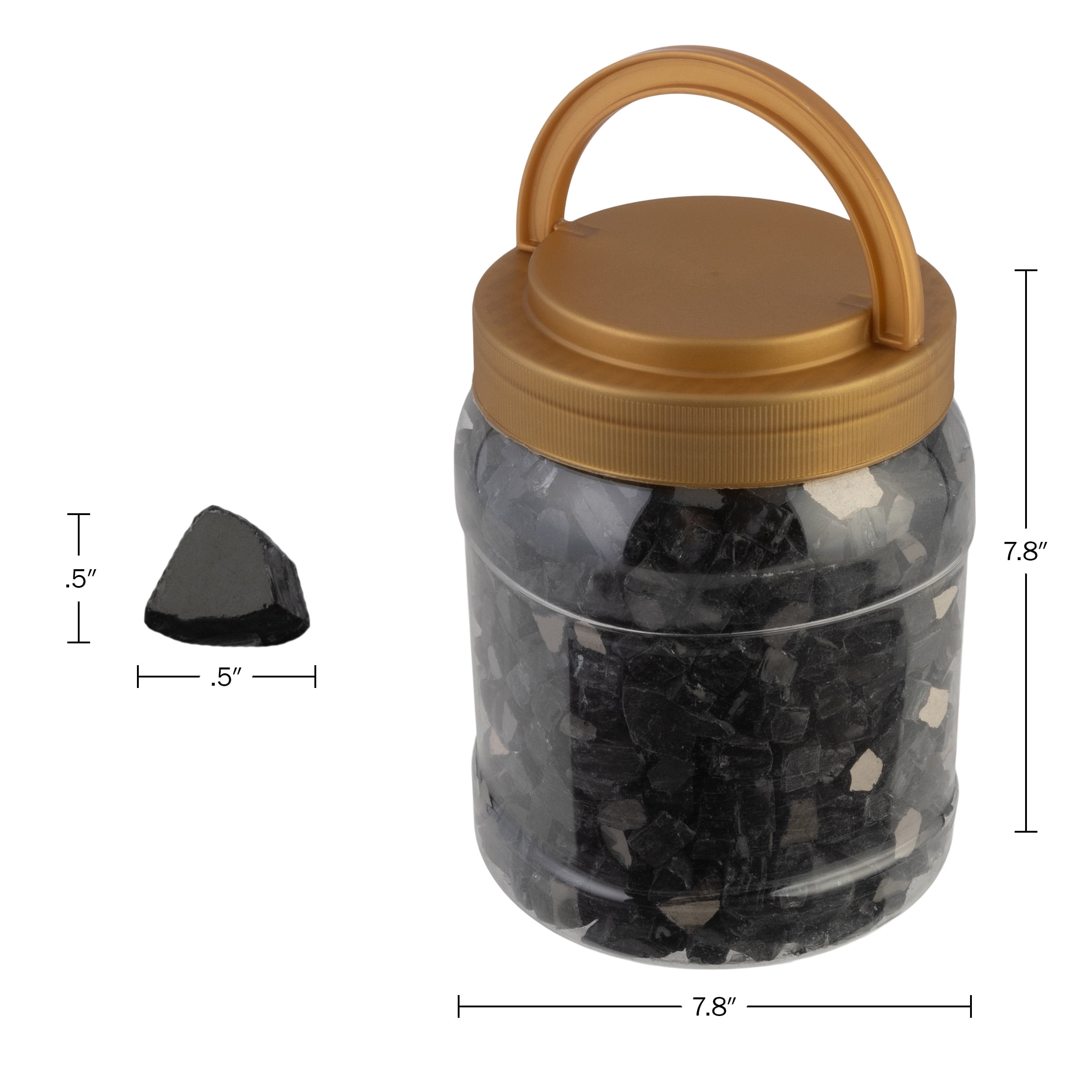 Pure Garden 10lbs Fire Pit Glass - 1/2-Inch Glass Rocks, Midnight Black