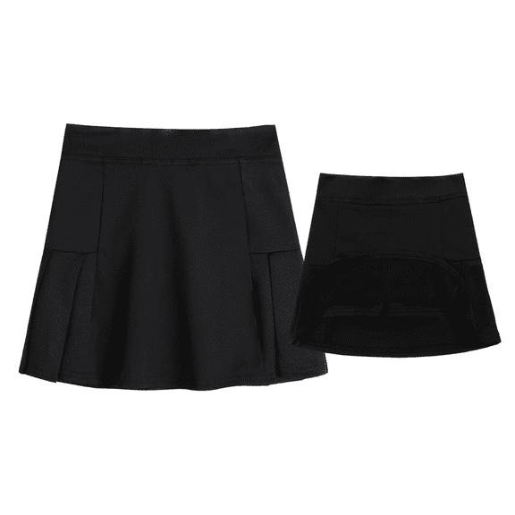 Oudiya Girl's Tennis Skirt with Pockets Shorts Athletic Performance Skort for Golf Workout Black for 8-9Y