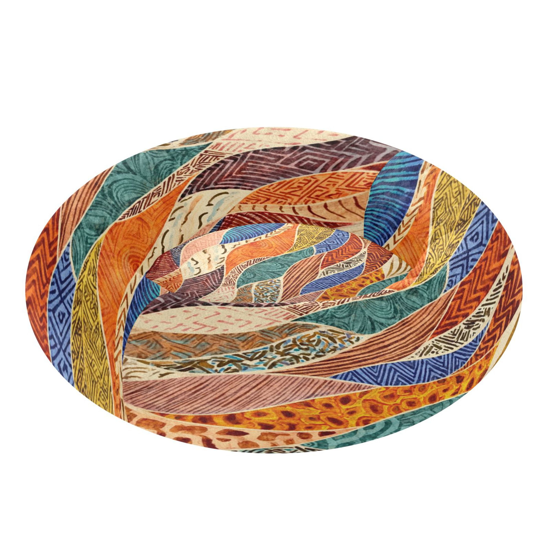 Iauyy Pet Couch Donut Cat Bed for Indoor Cats/Small Dogs Washable & Machine with Non-slip Bottom Calming Cat Furniture, Patterns Of The Multicolored Tribe (M)