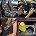 thumbnail image 6 of Binienty Boho Floral Auto Seat Covers Front And Backseat with 15 Inch Steering Wheel Cover Universal Center Console Cover Breathable Seat Belt Pads 14 Piece Automotive Interior Accessories Set, 6 of 7