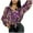 Purple, variant on ICHUANYI 2023 Women's Button Down Print Shirts Fall Loose Long Sleeve Blouses V Neck Casual Work Tops